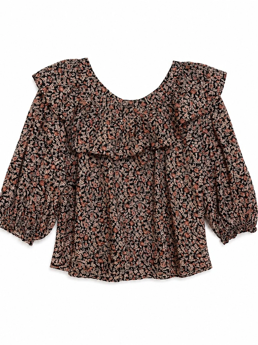 DÔEN Cielito Harvest Meadow Floral Organic Cotton Ruffle Top S